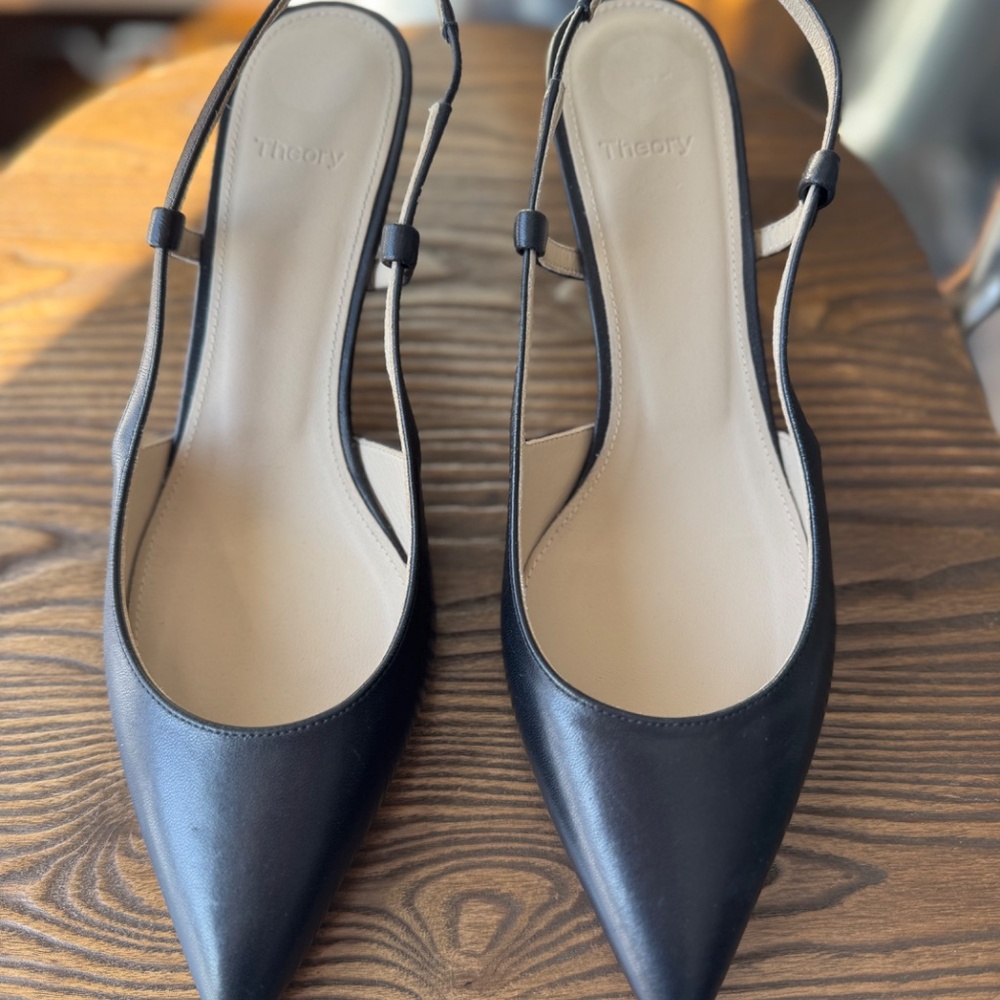 Women’s Theory Micro Slingback Pump~Leather~Black~New - Picture 2 of 11